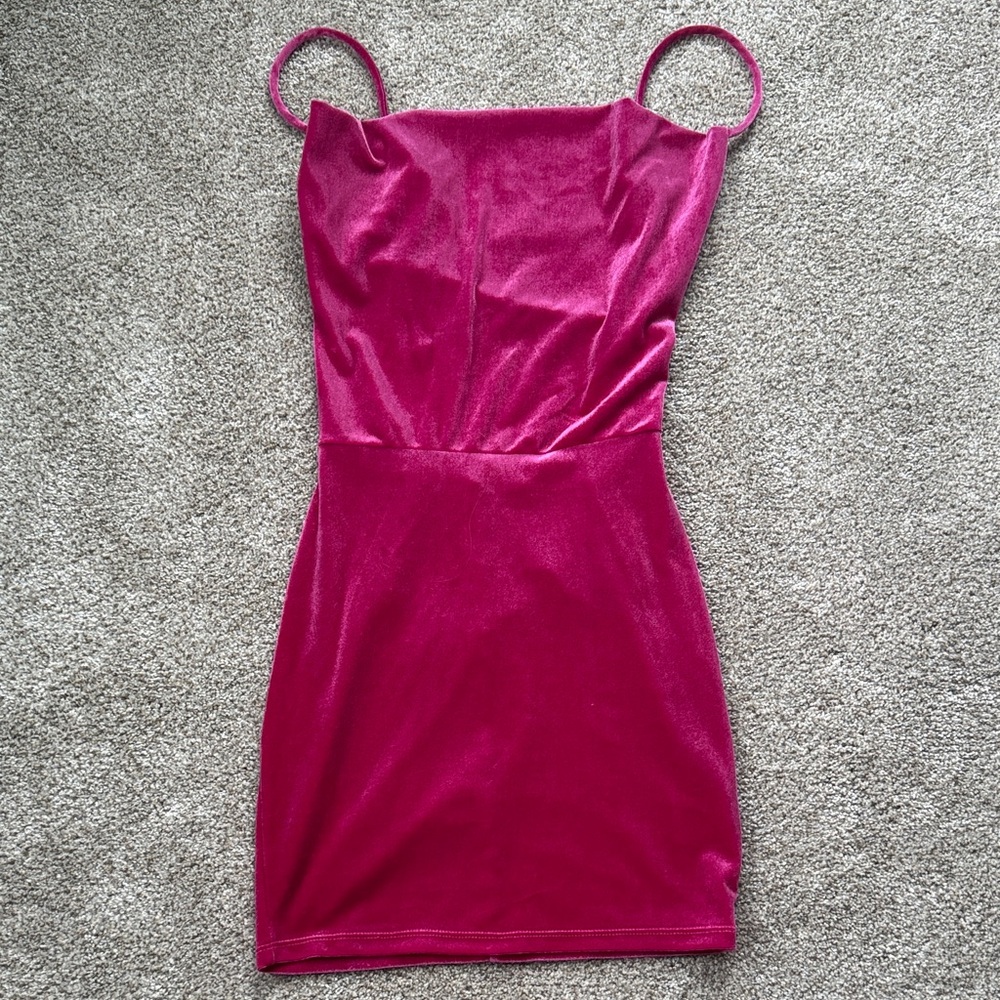 Lucy in the Sky Fuchsia Velvet Mini Dress